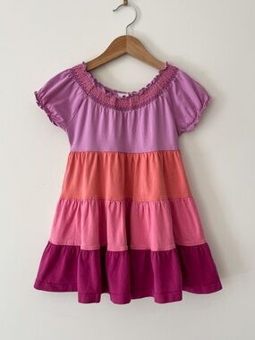 HANNA ANDERSSON VGUC Smocked Ombré Pink Tiered Sunset Twirl Dress